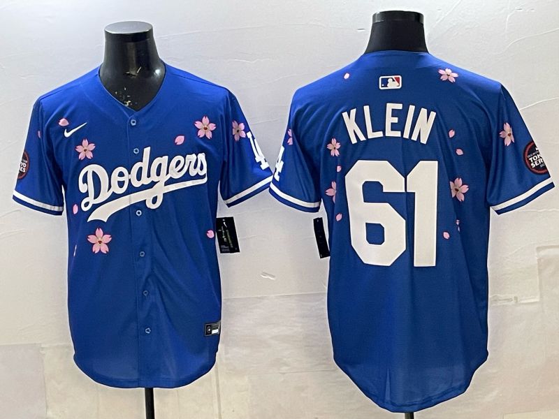 Men 2025 Nike Los Angeles Dodgers #61 Klein Blue Game MLB Jersey 01